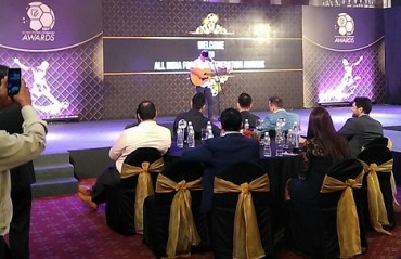 WATCH: Lyngdoh showing off his singing talent at the AIFF awards night