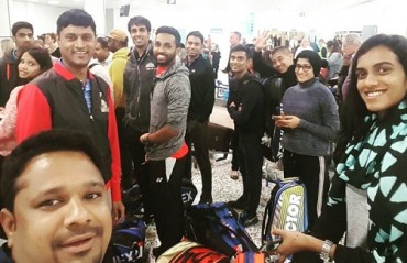 TOUCHDOWN ENGLAND: Indian shuttlers arrive in Birmingham for All England challenge